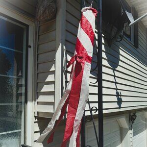 4/$20 Vintage Xmas Wind Sock Candy Cane Red Stripe 1986 Graphics Int'l READ